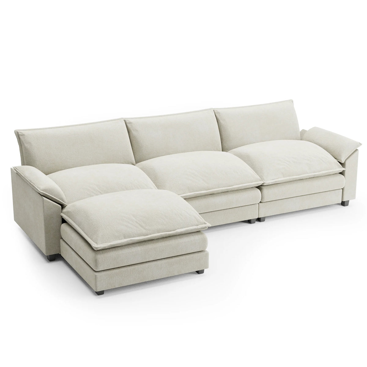 Homall Sectional Sofa 3-seat L-shaped Sofa with reversible toffee chair Movable Footrest Sofa,Gray