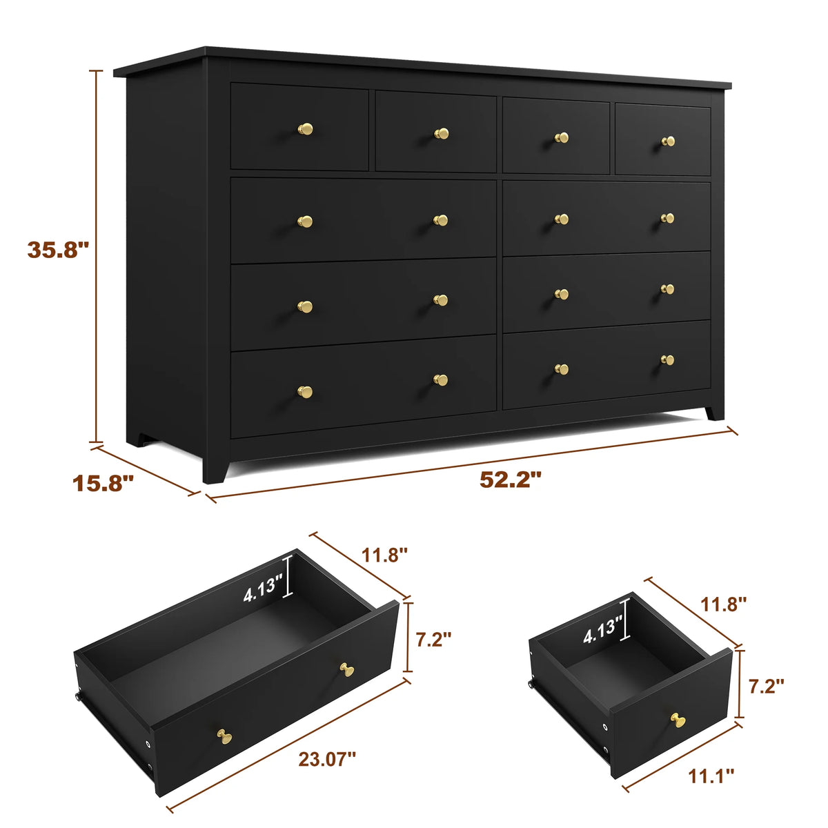 EnHomee White Dresser for Bedroom with 10 Drawers Modern Wood Dressers Chests of Drawers Wide Dresser for Adults