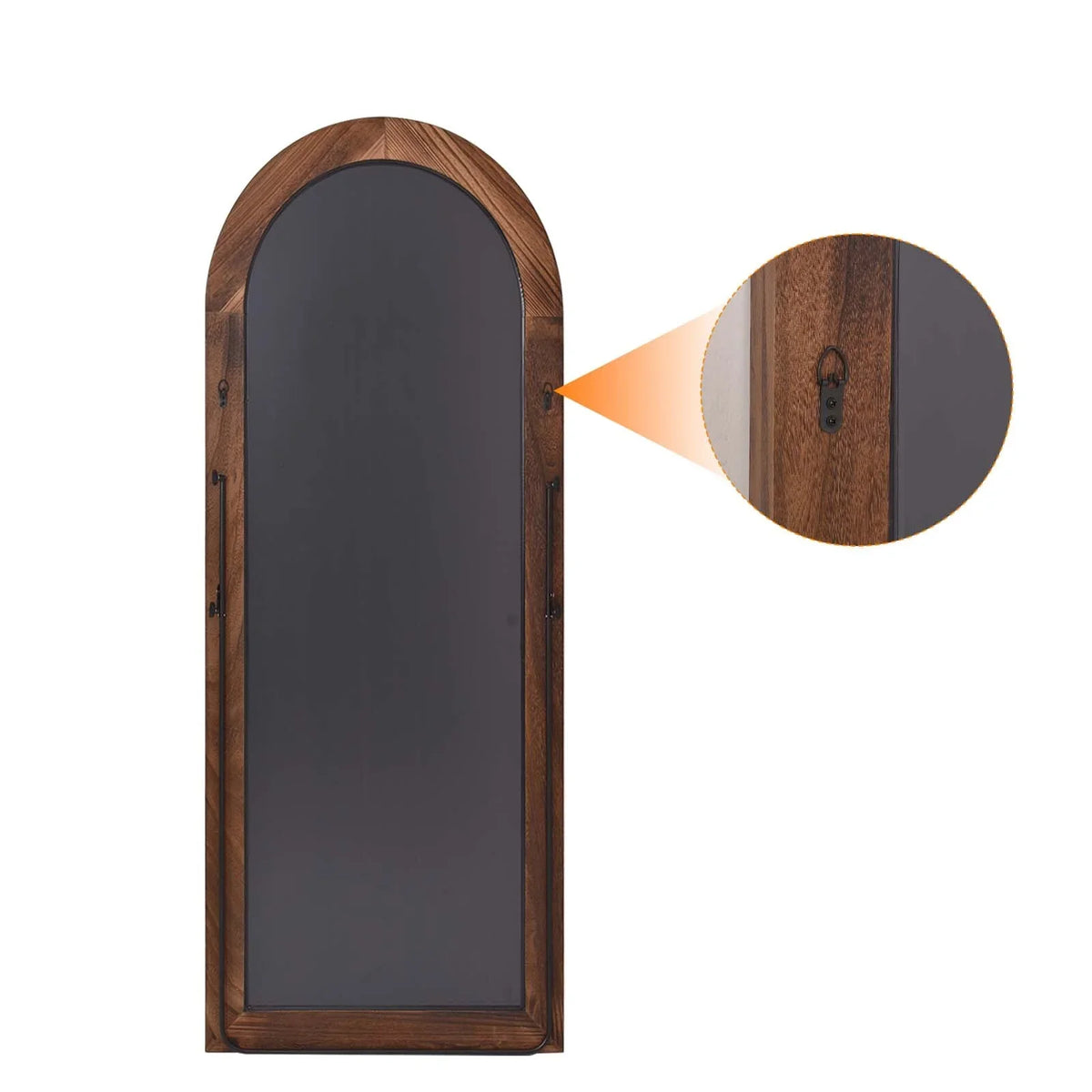 BEAUTYPEAK 21"x 64" Classic Paulownia Wood Framed Arched Full Length Mirror, Brown