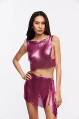 LUNA Fuchsia Midi Skirt by Retail Agenda- Pink