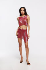 LUNA Fuchsia Midi Skirt by Retail Agenda- Red