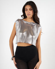 Retail Agenda Daphne Top in Silver – Elegant Women's Top