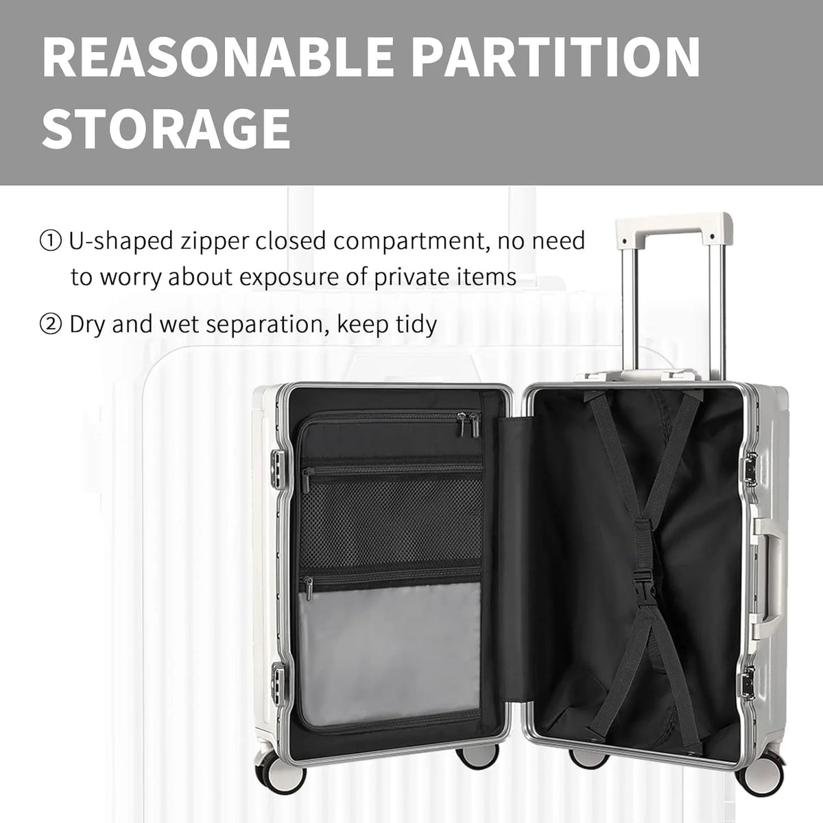 Carry-On Luggage with USB Charging Port, Front Compartment, TSA Lock, Airline Approved Carry On Hardside Suitcase with Spinner Wheels (Grey, 20inch)
