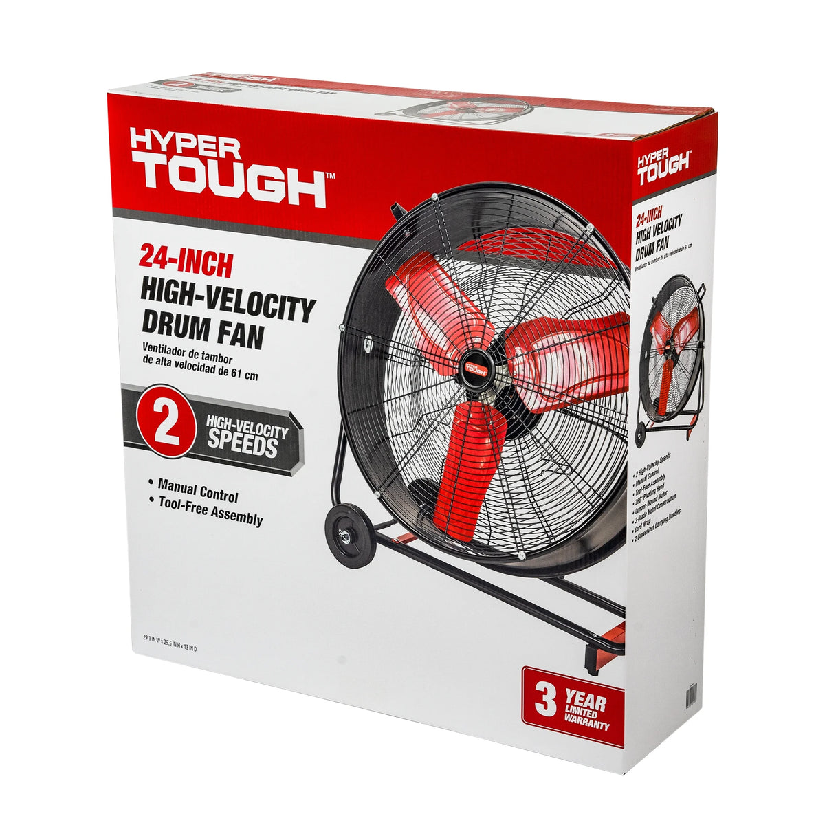 Hyper Tough 24" 2-Speed Metal High Velocity Tiltable Drum Fan