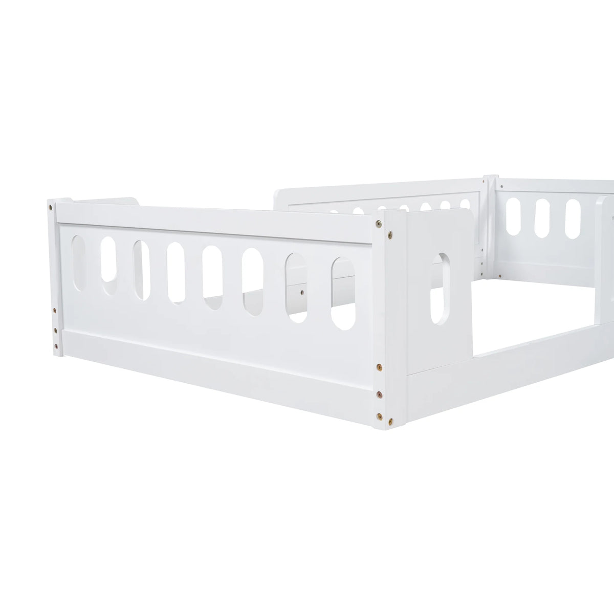 Euroco Wood Twin Size Platform Bed with Guardrail for Toddler and Kids