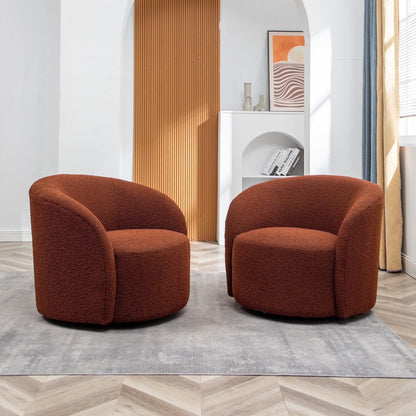 34" W Mid Century Modern Swivel Barrel Chair, Round Upholstered Boucle Swivel Accent Chairs, No Assembly Sofa Chair for Living Room Bedroom Reading Apartment Lounge Nursery(Cream)