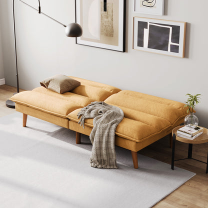 Linsy Home 71" W Corduroy Convertible Futon Sofa Bed, Army Green