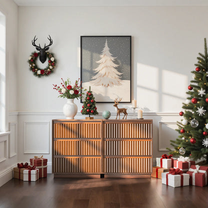Wood Dresser, 6 Drawer Dresser for Bedroom, Modern Chest of Drawers with Deep Drawers Waterproof Living Room, Hallway, Entryway