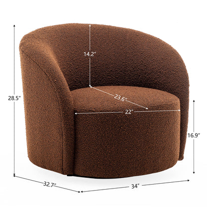 34" W Mid Century Modern Swivel Barrel Chair, Round Upholstered Boucle Swivel Accent Chairs, No Assembly Sofa Chair for Living Room Bedroom Reading Apartment Lounge Nursery(Cream)