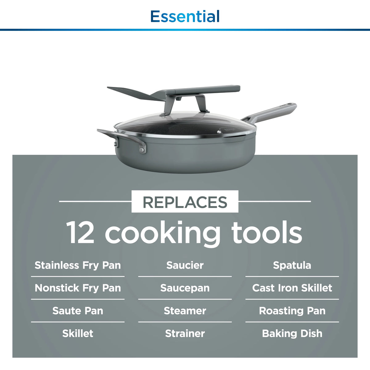 Ninja Foodi Never Stick Possible Pan, Non Stick, Fry Pan, Sea Salt Grey