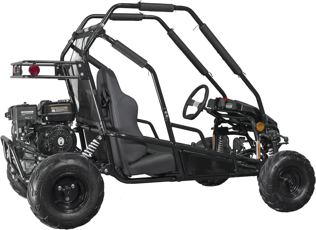 Coleman Powersports GK200 196cc Gas Powered Go-Kart, Two-Seater Off-Road Vehicle Up to 23 MPH, Rugged Suspension, Pull-Start Engine, Ages 13+, Red