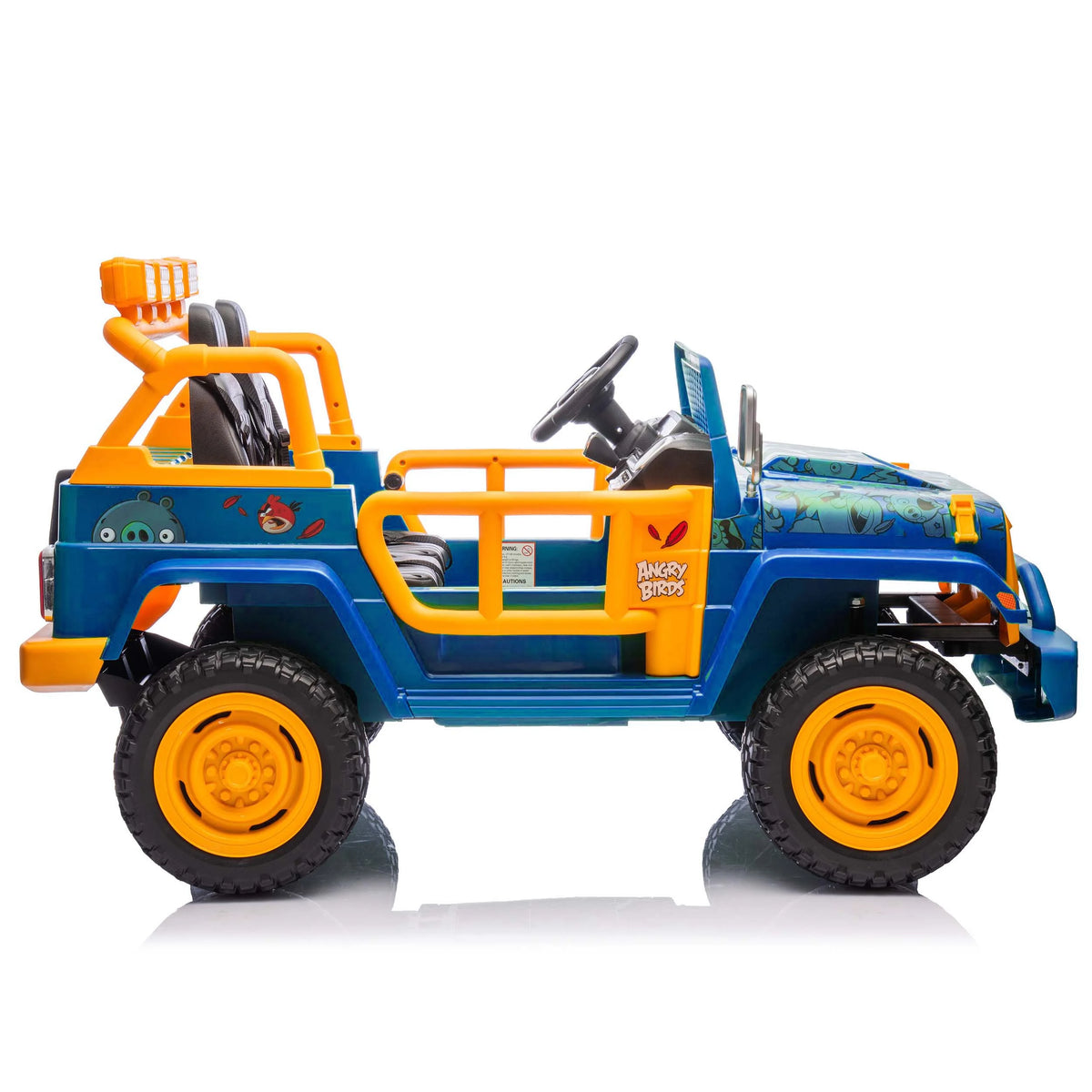 Joyracer 24 Volt Ride on Toys for Big Kids, Licensed Angry Birds Ride on Truck with Remote, 2 Seater 4WD Electric Ride ons with Shovel, Bluetooth, Lights, Power Car Wheels for 3-8, 130lbs, Green