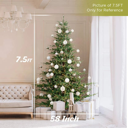 OasisCraft 6.5ft Pre-lit Snow Flocked Artificial Christmas Tree PVC Branches, 400 Clear Lights, Metal Stand | Realistic Full Shape for Home, Office, Holiday Decoration