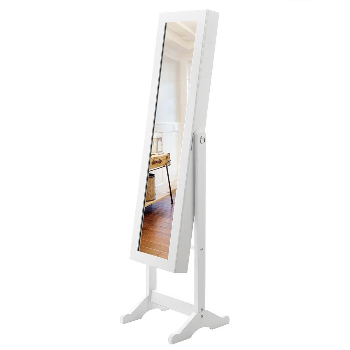 Costway Jewelry Mirrored Cabinet Armoire Organizer Storage Box w/ Stand Christmas Gift