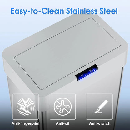 LAZY BUDDY 60 Liter / 16 Gallon Stainless Steel Motion Sensor Trash Can for Kitchen, Bathroom, Rectangular