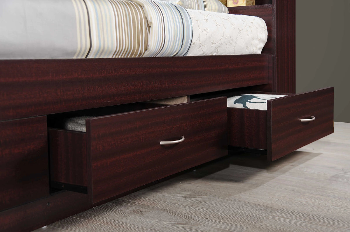 Hodedah Twin-Size Captain Bed with 3-Drawers and Headboard in White