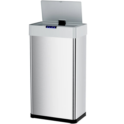 LAZY BUDDY 60 Liter / 16 Gallon Stainless Steel Motion Sensor Trash Can for Kitchen, Bathroom, Rectangular