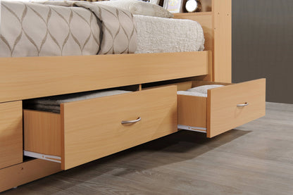 Hodedah Twin-Size Captain Bed with 3-Drawers and Headboard in White