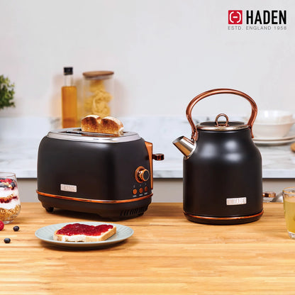 Haden Heritage 1.7 Liter Electric Kettle with 2 Slice Bread Toaster, White