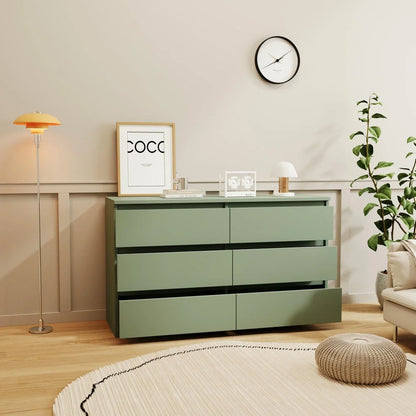 Kadyn Modern 6 Drawer Dresser Wood Cabinet,Dresser for Bedroom, Kitchen Storage Cabinet with Drawers, Chest of Drawers(Black)