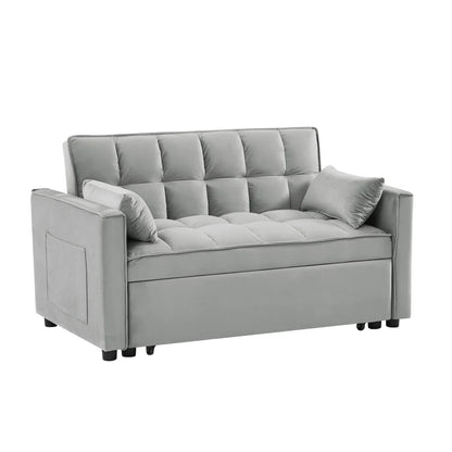 55 Inch Convertible Futon Sofa Bed,Modern Loveseat Sleeper Sofa Couch with Pull-Out Sofa Bed for Living Room,Small Space - Black