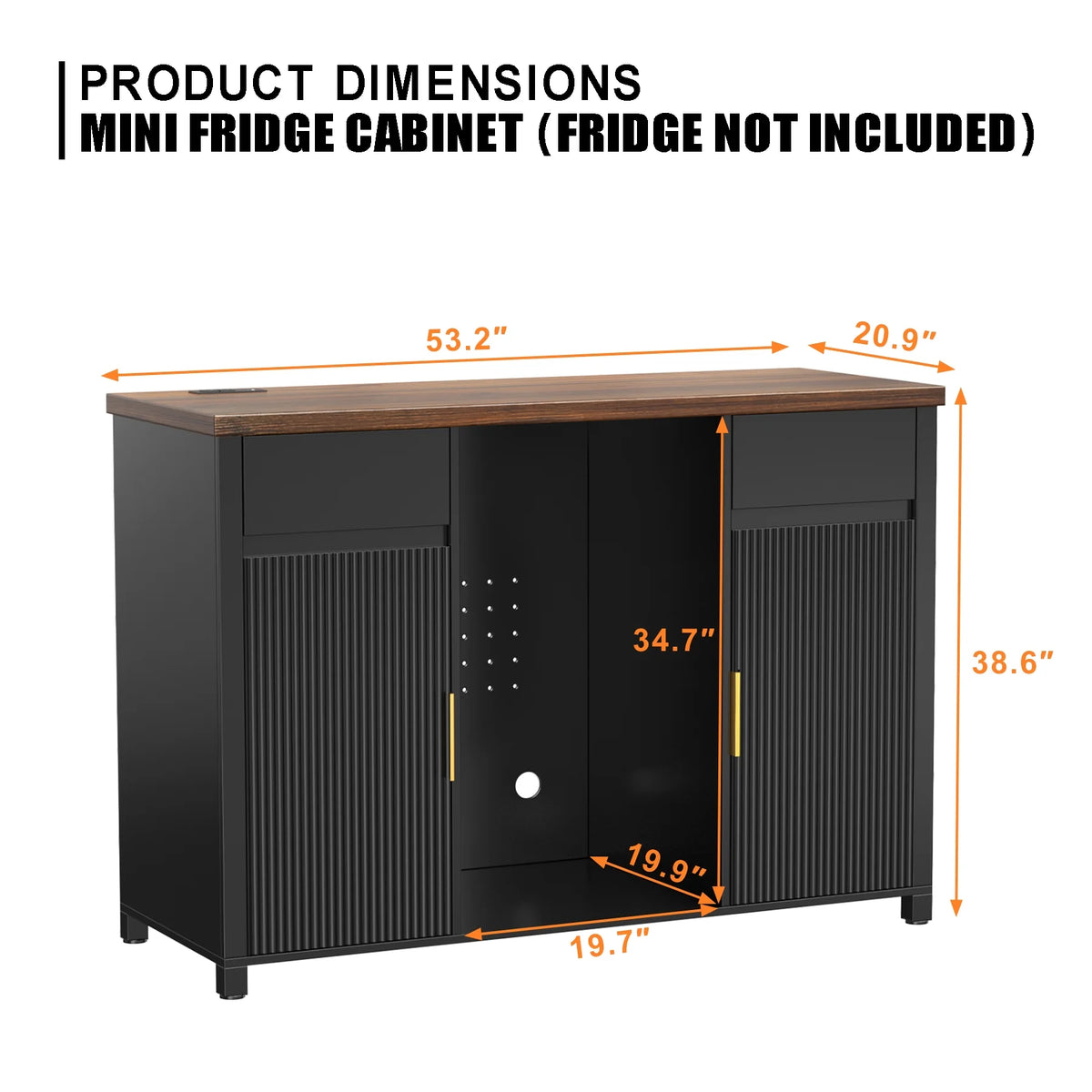 Coffee Bar Cabinet with Fridge Space, Mini Fridge Cabinet��Buffet Sideboard��53.2"L