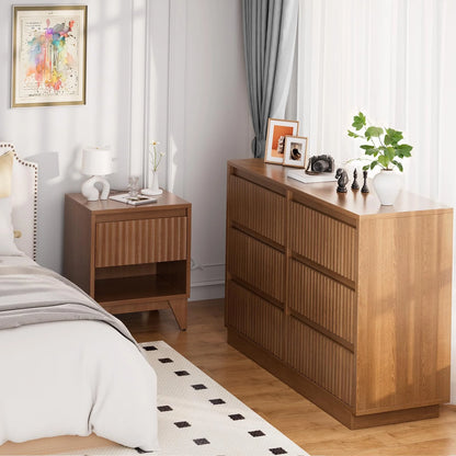 Wood Dresser, 6 Drawer Dresser for Bedroom, Modern Chest of Drawers with Deep Drawers Waterproof Living Room, Hallway, Entryway