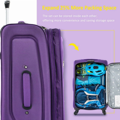 Softside Luggage Expandable 3 Piece Set Suitcase Upright Spinner Softshell Lightweight Luggage Travel Set
