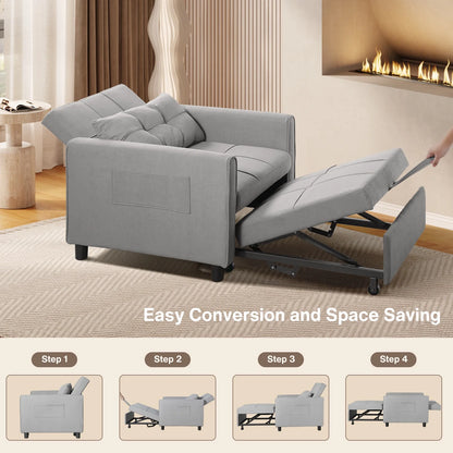 Sofa Bed, Lofka 3-in-1 Convertible Sleeper Sofa with Storage, Adjustable Backrest & Pull Out Function - Sleeper Chair for Small Space, Apartment, Dark Grey