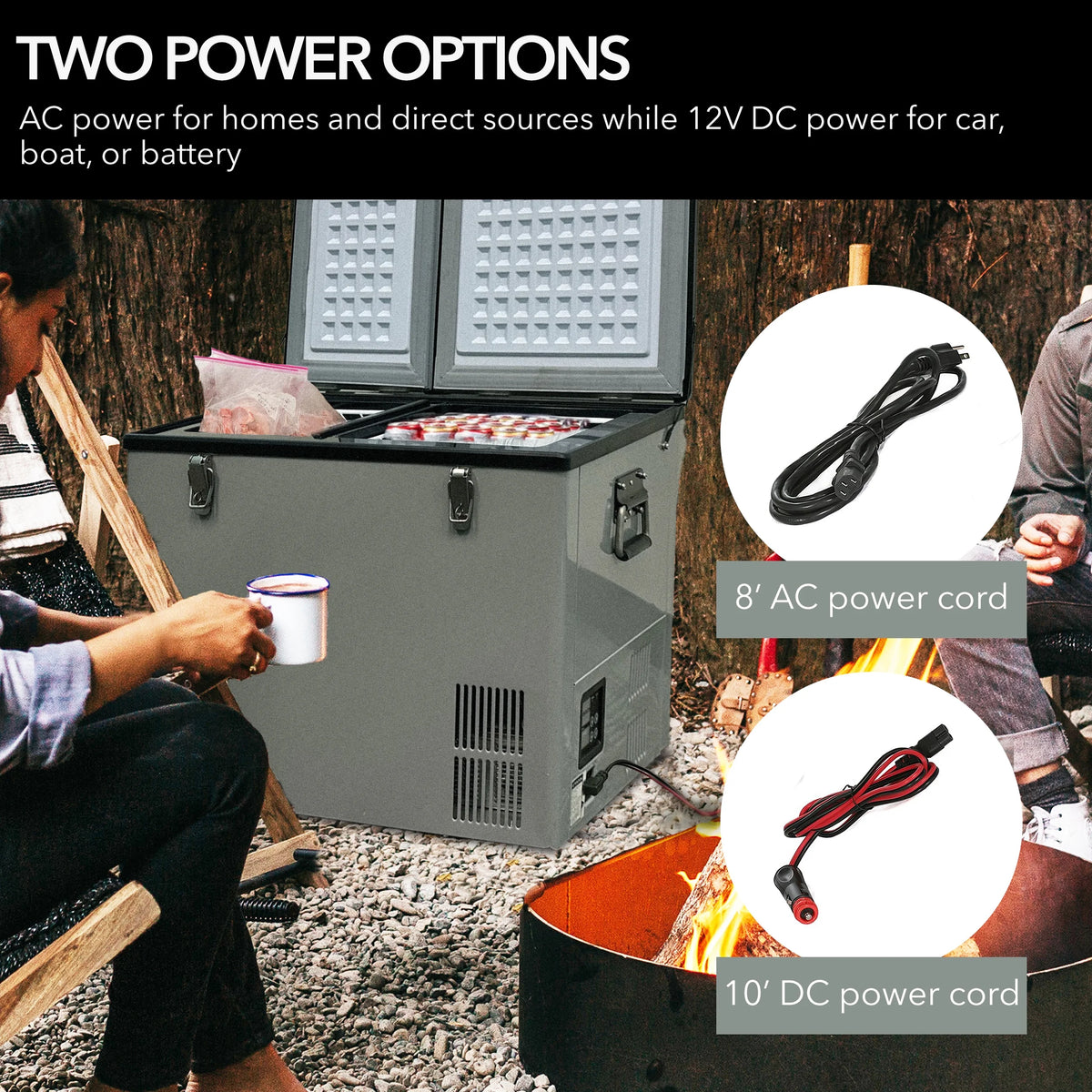 Whynter 90 Quart Dual Zone Portable Fridge/Freezer with 12v Option and Wheels