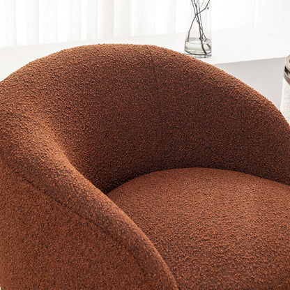 34" W Mid Century Modern Swivel Barrel Chair, Round Upholstered Boucle Swivel Accent Chairs, No Assembly Sofa Chair for Living Room Bedroom Reading Apartment Lounge Nursery(Cream)