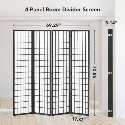 JOSTYLE Room Divider Wall Shoji Screen, 6 Panel Folding Privacy Screen for Room Separation, Japanese Wood Room Divider Screen, 5.9 Ft, Natural