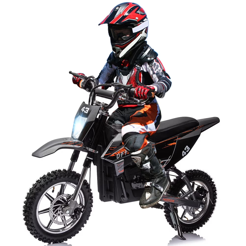 COZONY 36V Kids Electric Dirt Bike,15.5MPH Kids Electric Motorcycle W/ 350W Brushless Motor��LED lights, Air-Filled Tires, Leather Seat,Disc Brake,Max Load 175 Lbs,for Kids Ages 14+ Teenagers, Black