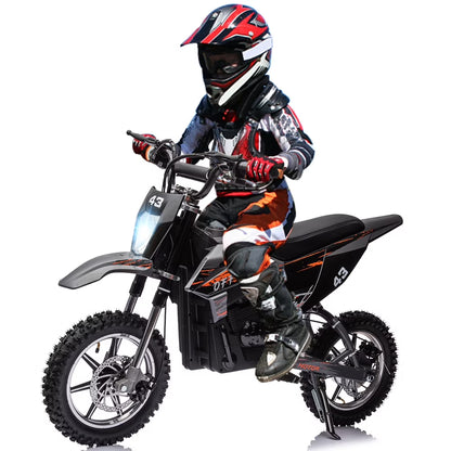 COZONY 36V Kids Electric Dirt Bike,15.5MPH Kids Electric Motorcycle W/ 350W Brushless Motor��LED lights, Air-Filled Tires, Leather Seat,Disc Brake,Max Load 175 Lbs,for Kids Ages 14+ Teenagers, Black