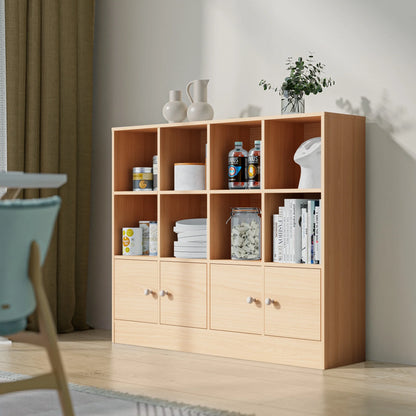 Cozy Castle 3-Tier Open Cube Bookcase with 12 Cubes and 4 Doors, Adjustable Shelves, White