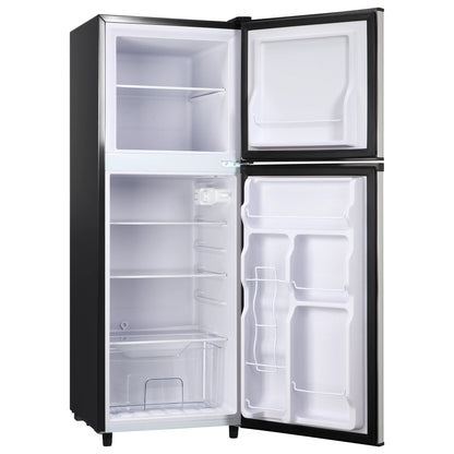4.5 Cu. ft. Compact Refrigerator 2 Door with Freezer,5 Adjustable Thermostat & 4 Removable Glass Shelves