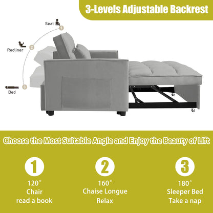 55 Inch Convertible Futon Sofa Bed,Modern Loveseat Sleeper Sofa Couch with Pull-Out Sofa Bed for Living Room,Small Space - Black