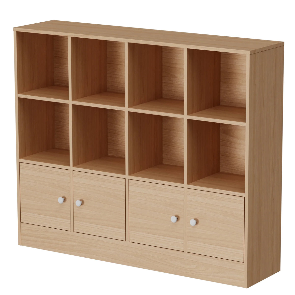 Cozy Castle 3-Tier Open Cube Bookcase with 12 Cubes and 4 Doors, Adjustable Shelves, White