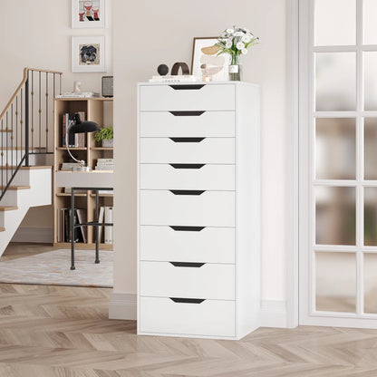 Homfa Vertical 8 Drawer Dresser, 44.5����H Modern Drawers Dresser for Bedroom Living Room, White