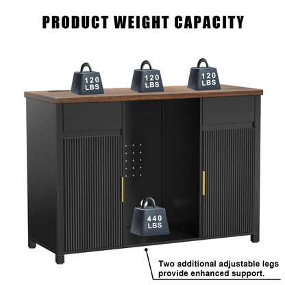 Coffee Bar Cabinet with Fridge Space, Mini Fridge Cabinet��Buffet Sideboard��53.2"L