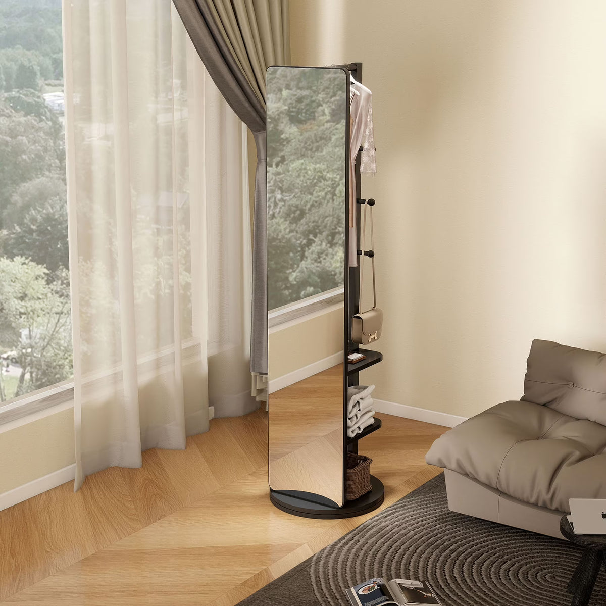 Full-Length Mirror on Rubber Wood Frame 65.7 x 17.7 Inches Ideal for Dressing Rooms and Living Spaces for Versatile Use