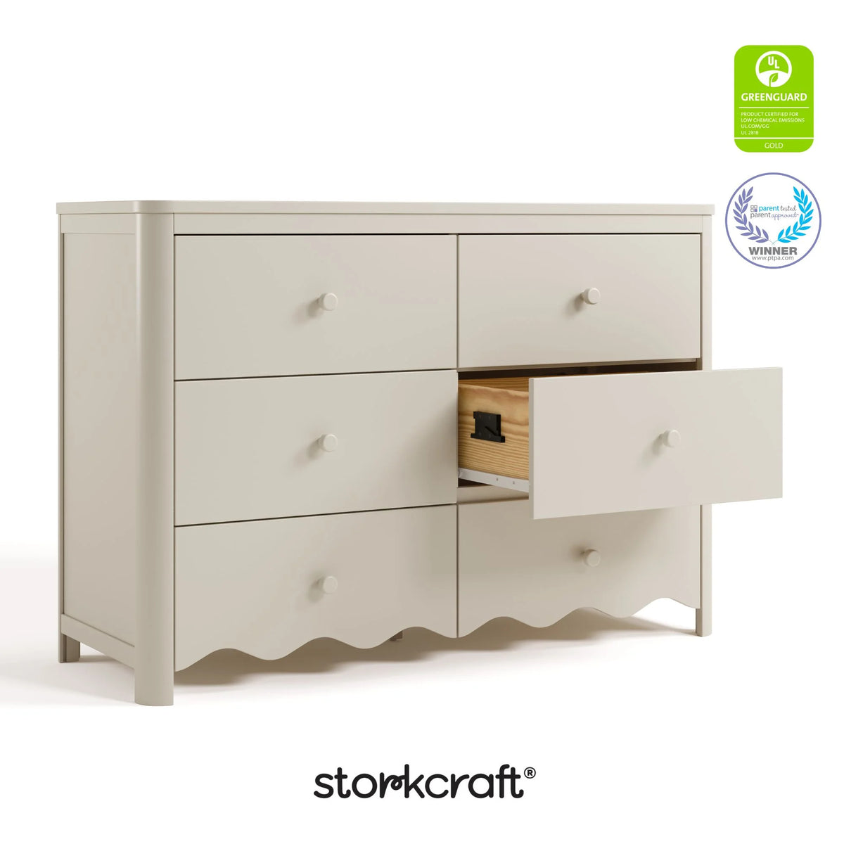 Storkcraft Casablanca 6 Drawer Nursery Dresser, Sage