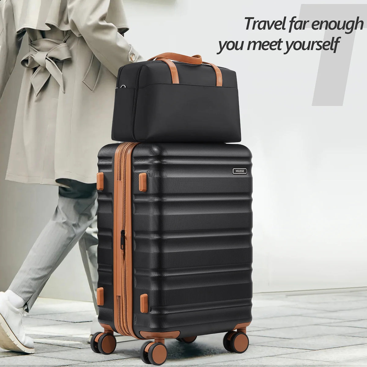MIUSSE Luggage Sets 3 Piece, 20 Inch Carry On Luggage with Wheels, 100% PC Hardshell Suitcase with TSA Lock, Carry On Suitcases Airline Approved With Travel Backpack for Men Women