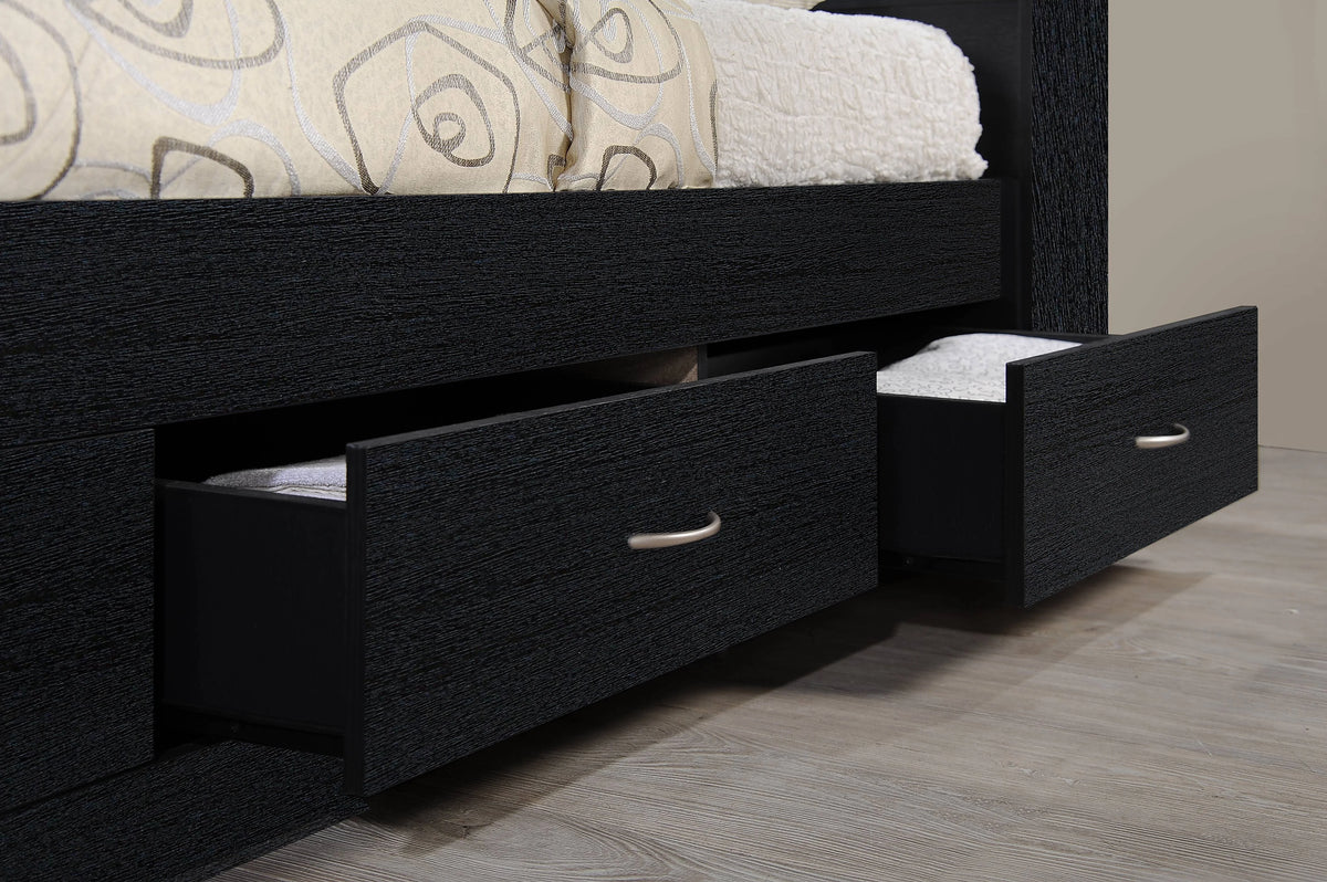 Hodedah Twin-Size Captain Bed with 3-Drawers and Headboard in White