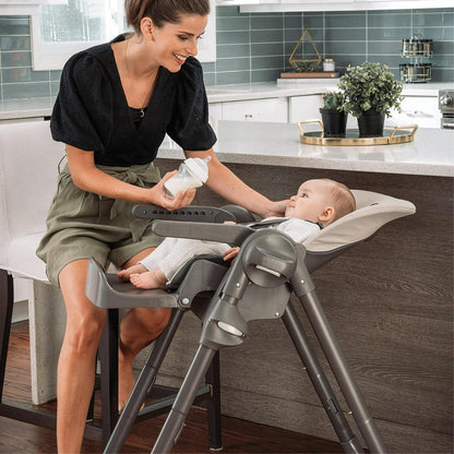 Chicco Polly Space-Saving Fold Easy Clean Highchair - Taupe (Beige). New