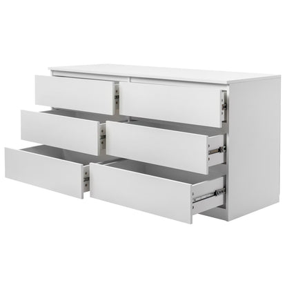 Ktaxon 6 Drawer Double Dresser Wood Dresser Storage Cabinet Drawer Organizer Chest Of Drawers, White