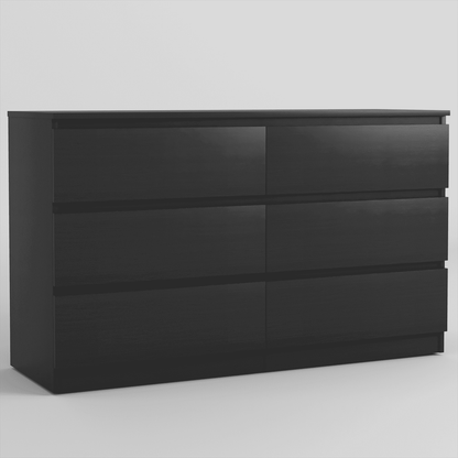 Resenkos Modern Mid Century 6 Drawer Wide Dressers Chests for Bedroom, Chest of Drawer Organizer Grey