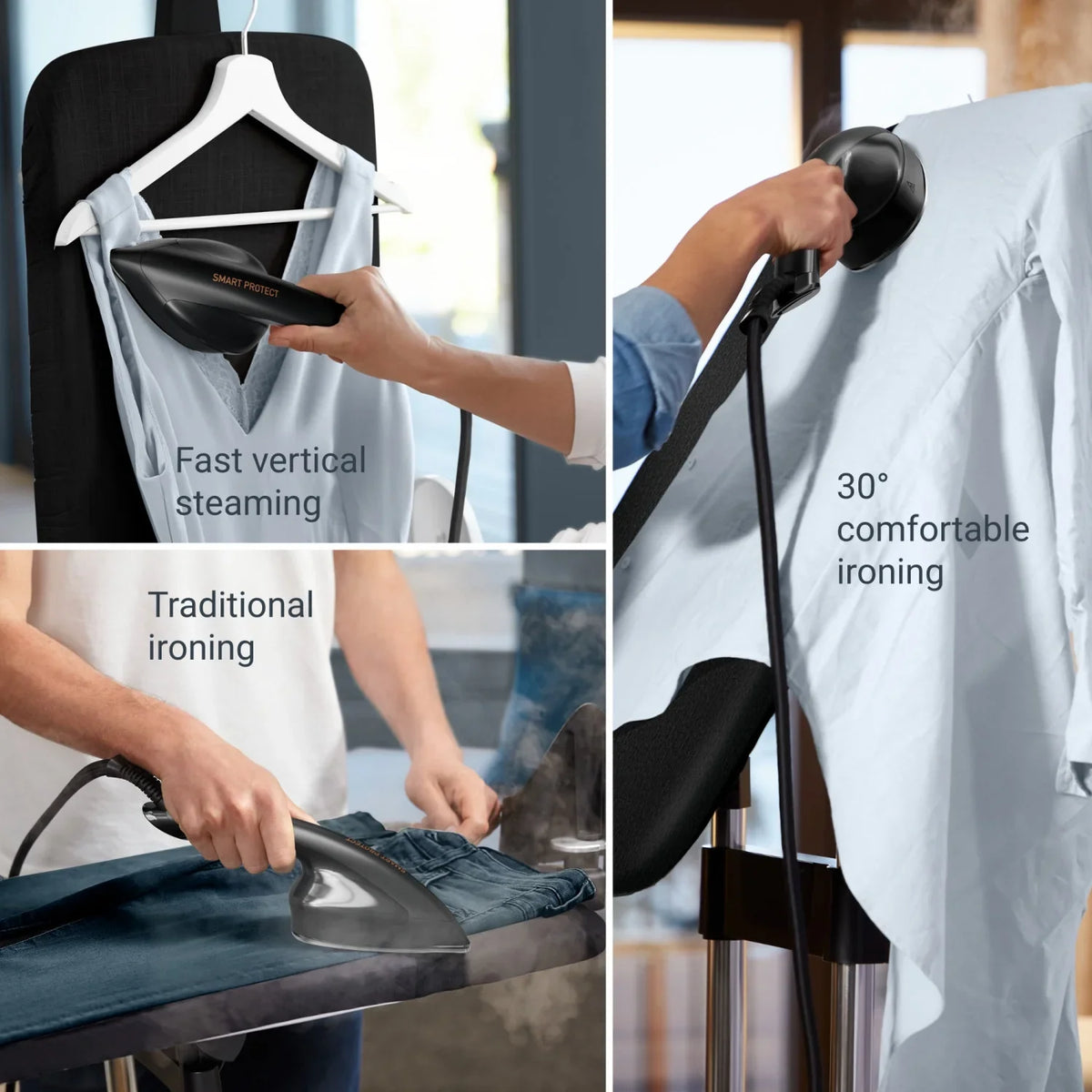 Rowenta IXEO Full Size Steamer for Clothes with Ironing Board, Garment Steamer, 65 Inch, 1500 Watts, Portable, QR1410