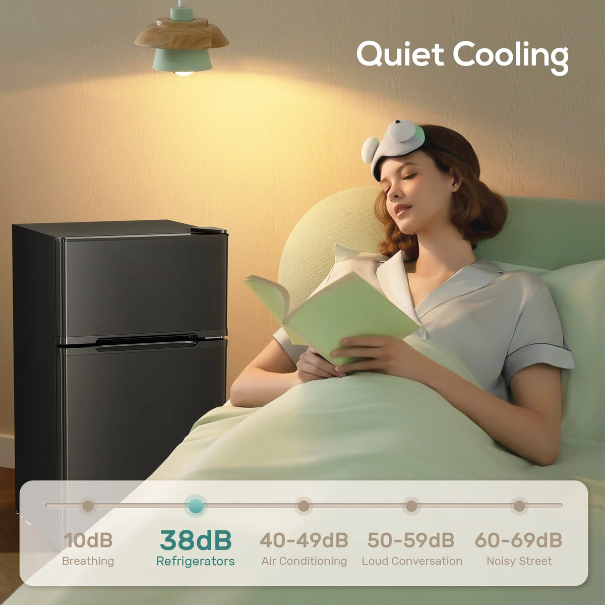 Auseo 3.1 Cu.Ft Double Door Mini Fridge with Freezer, Compact Retro Refrigerator for Dorm, Office, Bar, Bedroom, Black