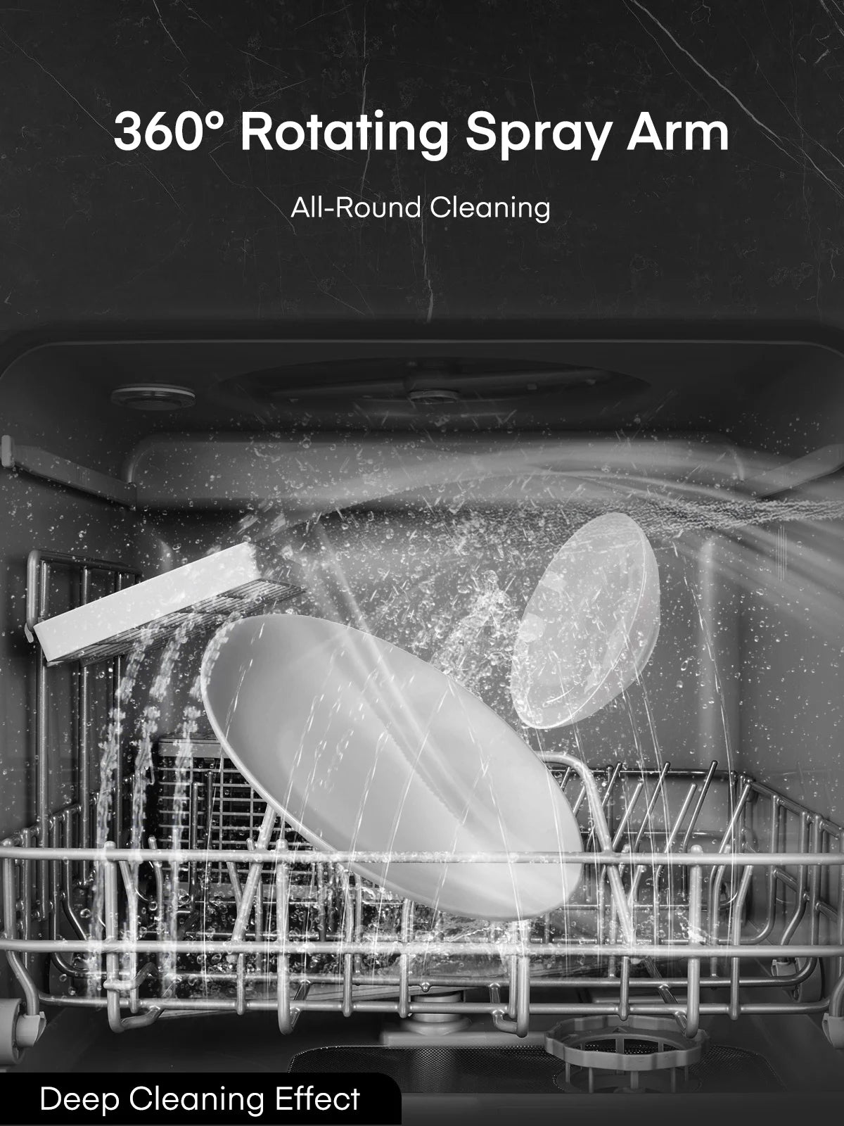 FOHERE Countertop Dishwasher with 6H Delay Cleaning, Portable Dishwasher w/5L Built-in Water Tank, 6 Programs, 360��Dual Spray, High-Temp